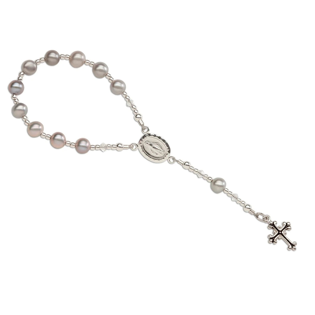 Baby Rosary - Sterling Silver Grey