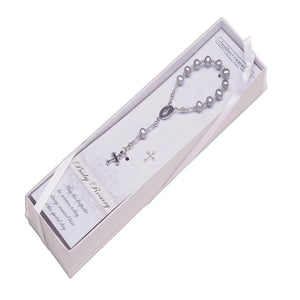 Baby Rosary - Sterling Silver Grey