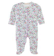 Load image into Gallery viewer, Blush Floral - Ruffle Zippered Footie

