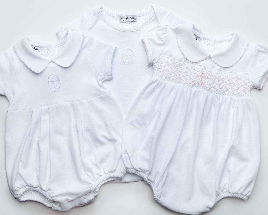 Bubble with Embroidered Cross in White