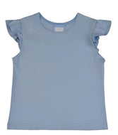 Angel Sleeve Solid T-Shirt - Blue