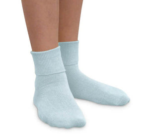 Blue Seamless Organic Cotton Turn Cuff Socks