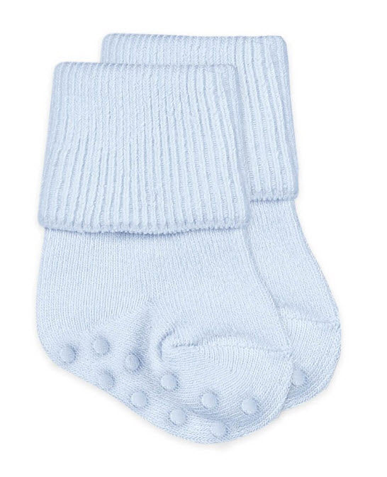 Blue Seamless Organic Cotton Turn Cuff Socks