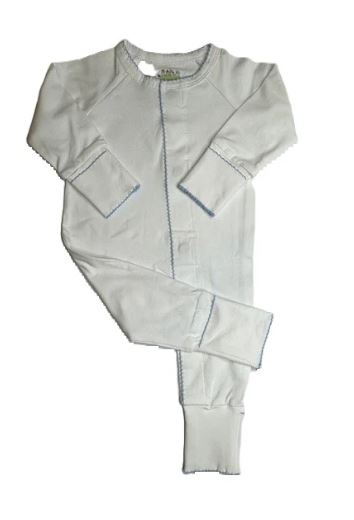 White w/Blue Picot Trim Converter Footie