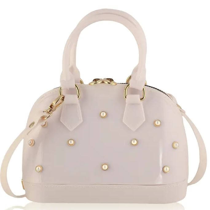 Blush White Cate Purse w/Pearls