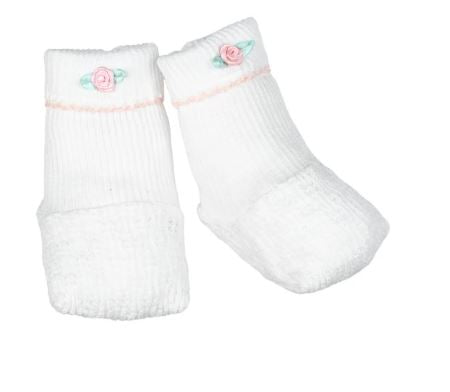 Paty, Inc. Booties -  White w/Pink Rosettes