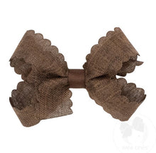 Load image into Gallery viewer, Scallop Linen Hair Bow - Medium
