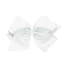Load image into Gallery viewer, Colossal Classic Grosgrain Girls Hair Bow on a French Clip (Knot Wrap) in White
