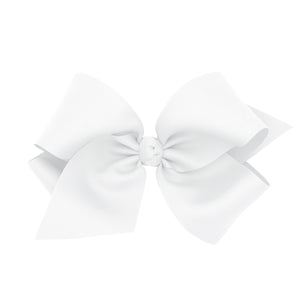 Colossal Classic Grosgrain Girls Hair Bow on a French Clip (Knot Wrap) in White