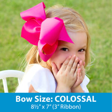 Load image into Gallery viewer, Colossal Classic Grosgrain Girls Hair Bow on a French Clip (Knot Wrap) in White
