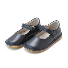 Load image into Gallery viewer, Scalloped Leather Mary Jane - Navy Sale Sizes
