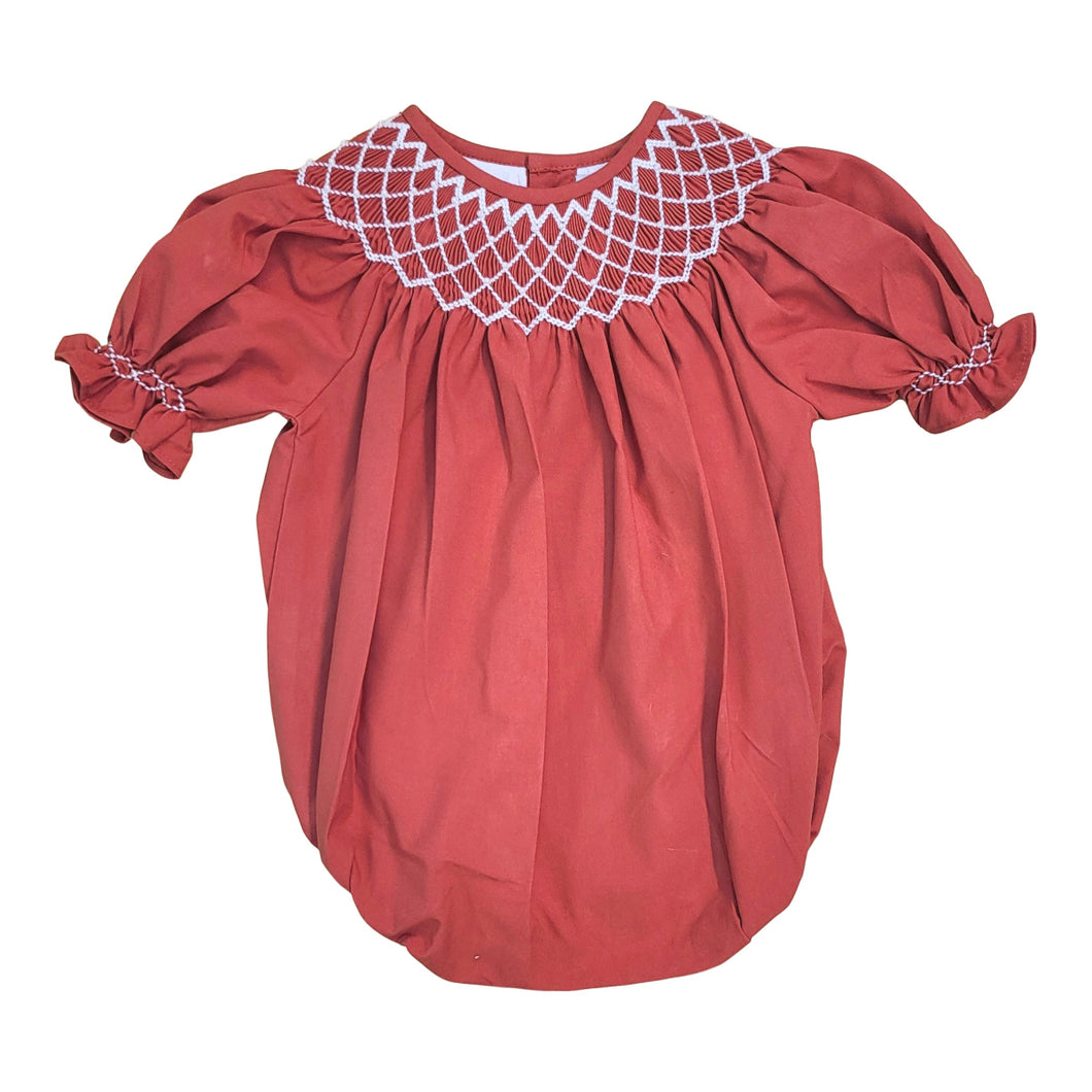 Catherine Red Smocked Bubble