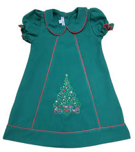 Load image into Gallery viewer, Christmas Tree Embroidered Green Dress
