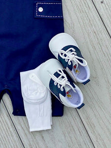 Austin Leather Saddle Oxford Shoe (Baby) - White and Navy -  L'Amour