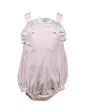 Load image into Gallery viewer, Light Pink Stripe Bubble w/ apple green trim Size - 12 only
