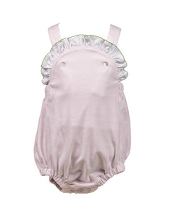 Light Pink Stripe Bubble w/ apple green trim Size - 12 only