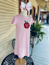 Load image into Gallery viewer, Light PInk Dress with Apple Applique - "C" Monogram Size 7
