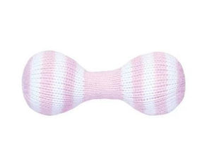 Dumbbell Knit Rattle in Pink