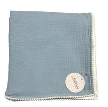 Load image into Gallery viewer, Cotton Muslim Swaddle Blanket w/ Pom-Pom Trim - Assorted styles
