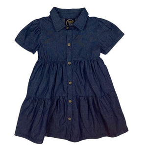 Denim Dress with Tiered Ruffles