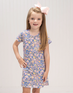 Navy & Pink Watercolor Knit Dress