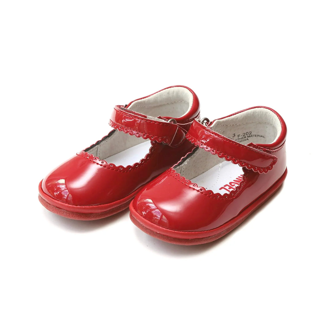 Cara Scalloped Mary Jane in - Patent Red