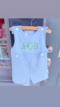 Load image into Gallery viewer, Blue Gingham Seersucker Romper
