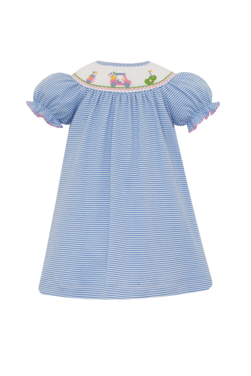 Golf Periwinkle Blue Stripe Smocked Dress
