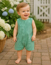 Load image into Gallery viewer, Green Gingham Romper - Monogrammed
