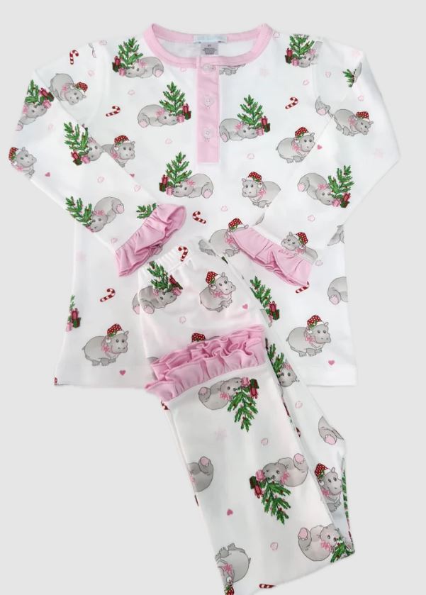 Pink Hippo Christmas Pajamas