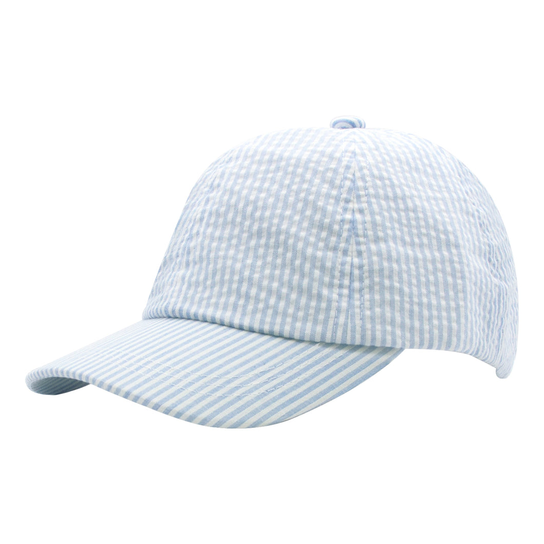 Light Blue & White Seersucker Ball Cap