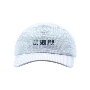 Blue Seersucker Embroidered Ball Cap - Lil Brother