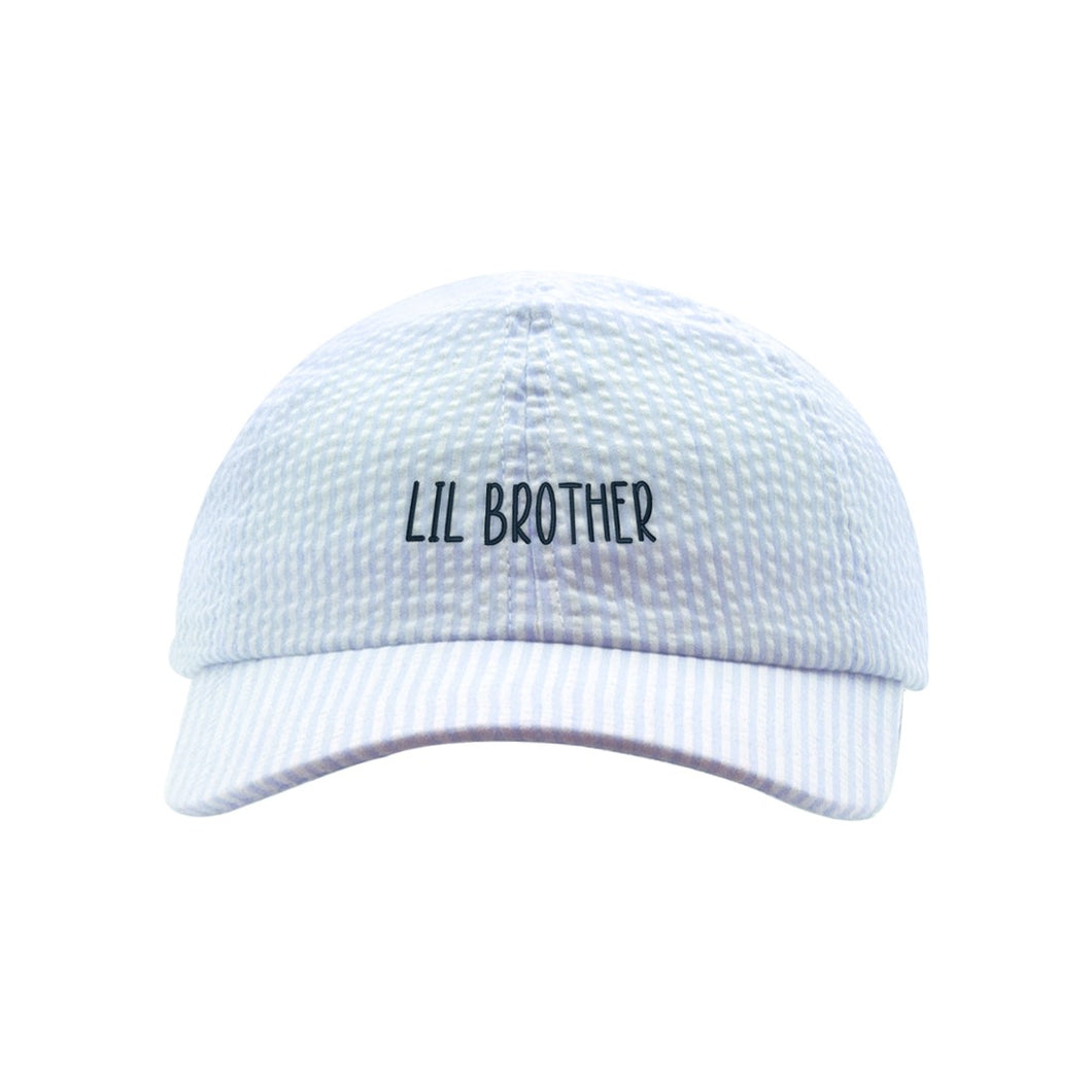 Blue Seersucker Embroidered Ball Cap - Lil Brother