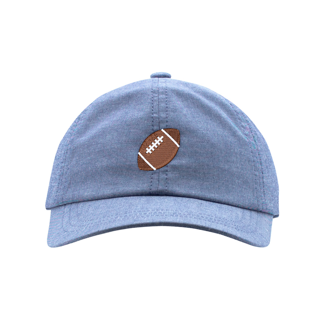 Demin Chambray Embroidered Ball Cap - Football
