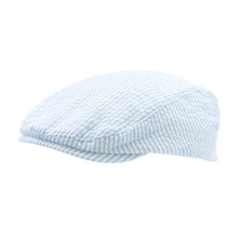 Load image into Gallery viewer, Boy&#39;s Blue &amp; White Seersucker Driving Cap
