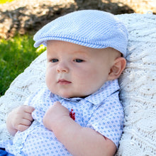 Load image into Gallery viewer, Boy&#39;s Blue &amp; White Seersucker Driving Cap
