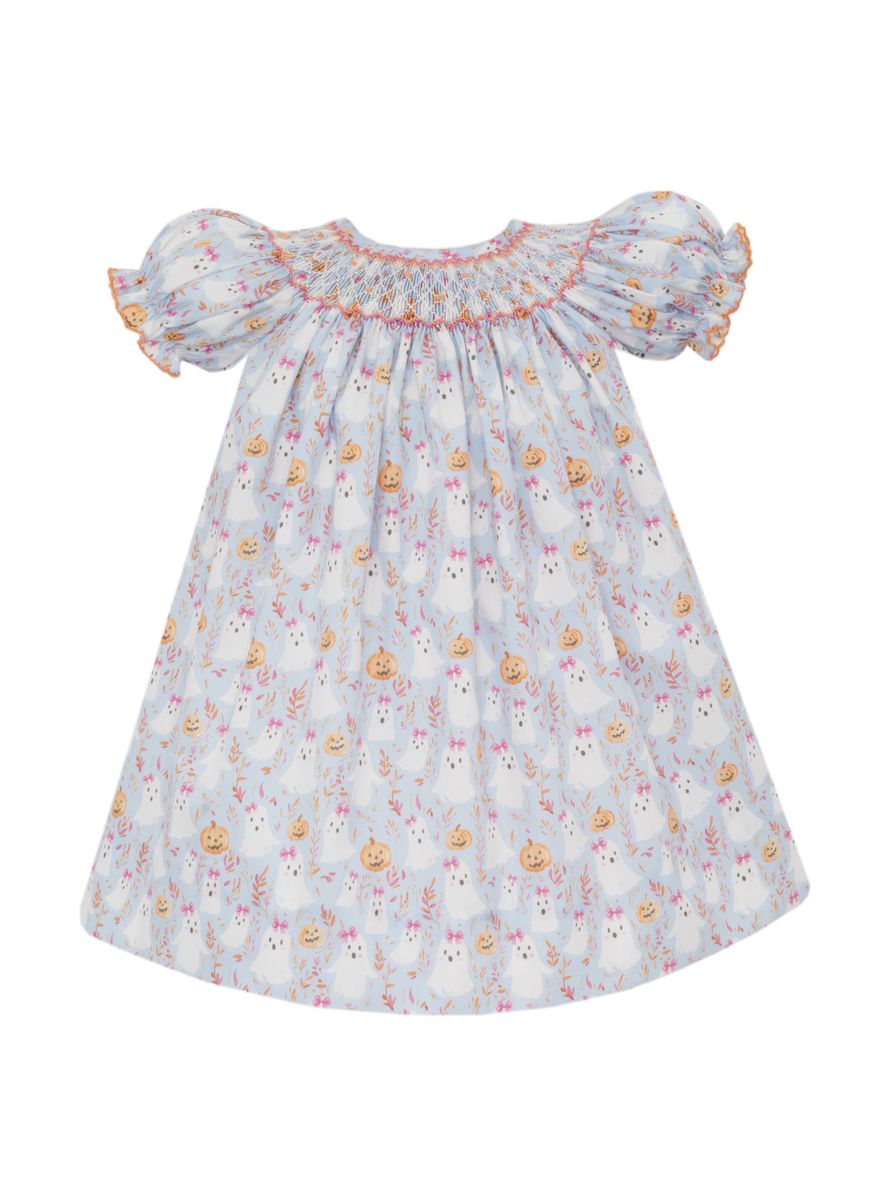 Halloween Ghost Printed Smocked Dress