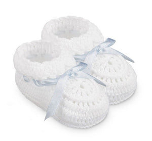 Hand Crochet Bootie with Satin Tie Ribbon