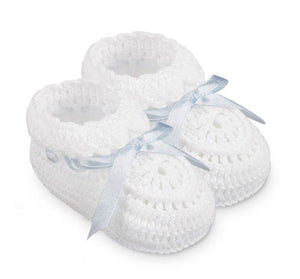 Jefferies Hand Crochet Bootie with Satin Tie Ribbon  for Newborns
