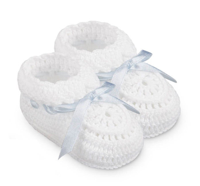 Hand Crochet Bootie with Satin Tie Ribbon