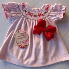 Load image into Gallery viewer, Red Bows Pink Knit Bishop Dress
