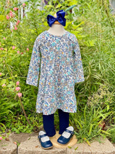 Load image into Gallery viewer, Floral Twirl Dress &amp; Navy Legging Set
