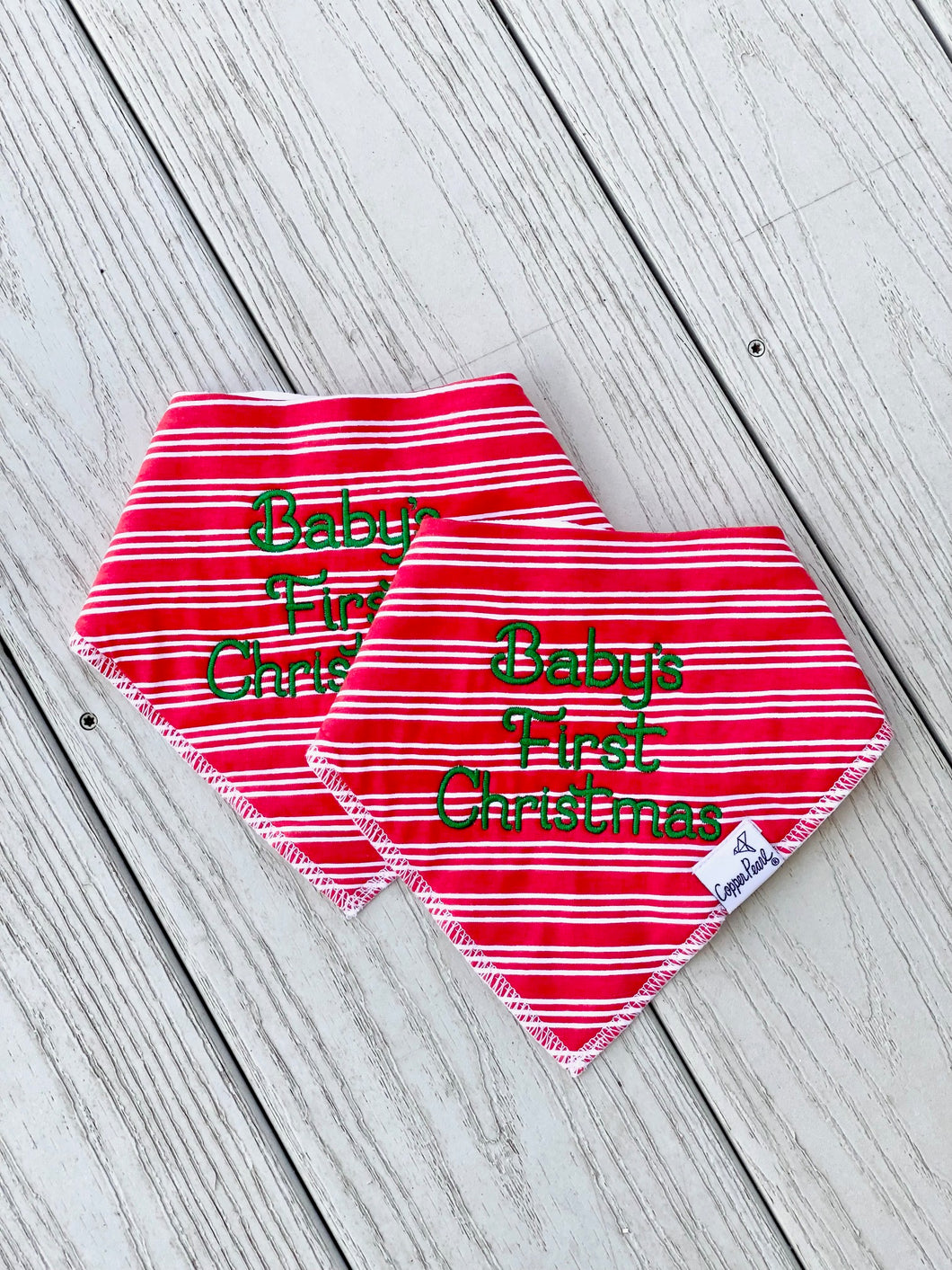 Copper Pearl Christmas Monogrammed Bib