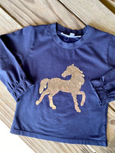 Load image into Gallery viewer, Girl&#39;s L/S Shirt with Sequin Horse Applique
