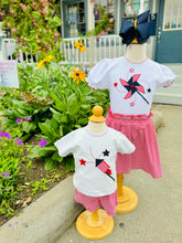 Load image into Gallery viewer, Girl&#39;s 2 Pc Top &amp;  Skort Set w/ Pinwheel Applique
