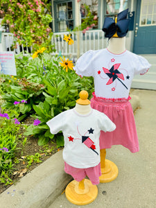 Girl's 2 Pc Top &  Skort Set w/ Pinwheel Applique