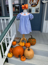 Load image into Gallery viewer, Pumpkin Trio Smocked Bishop Dress
