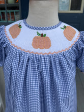 Load image into Gallery viewer, Pumpkin Trio Smocked Bishop Dress
