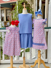 Load image into Gallery viewer, Red &amp; Blue Floral Smock Dress
