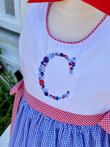 Scalloped Sundress in Red, White and Blue